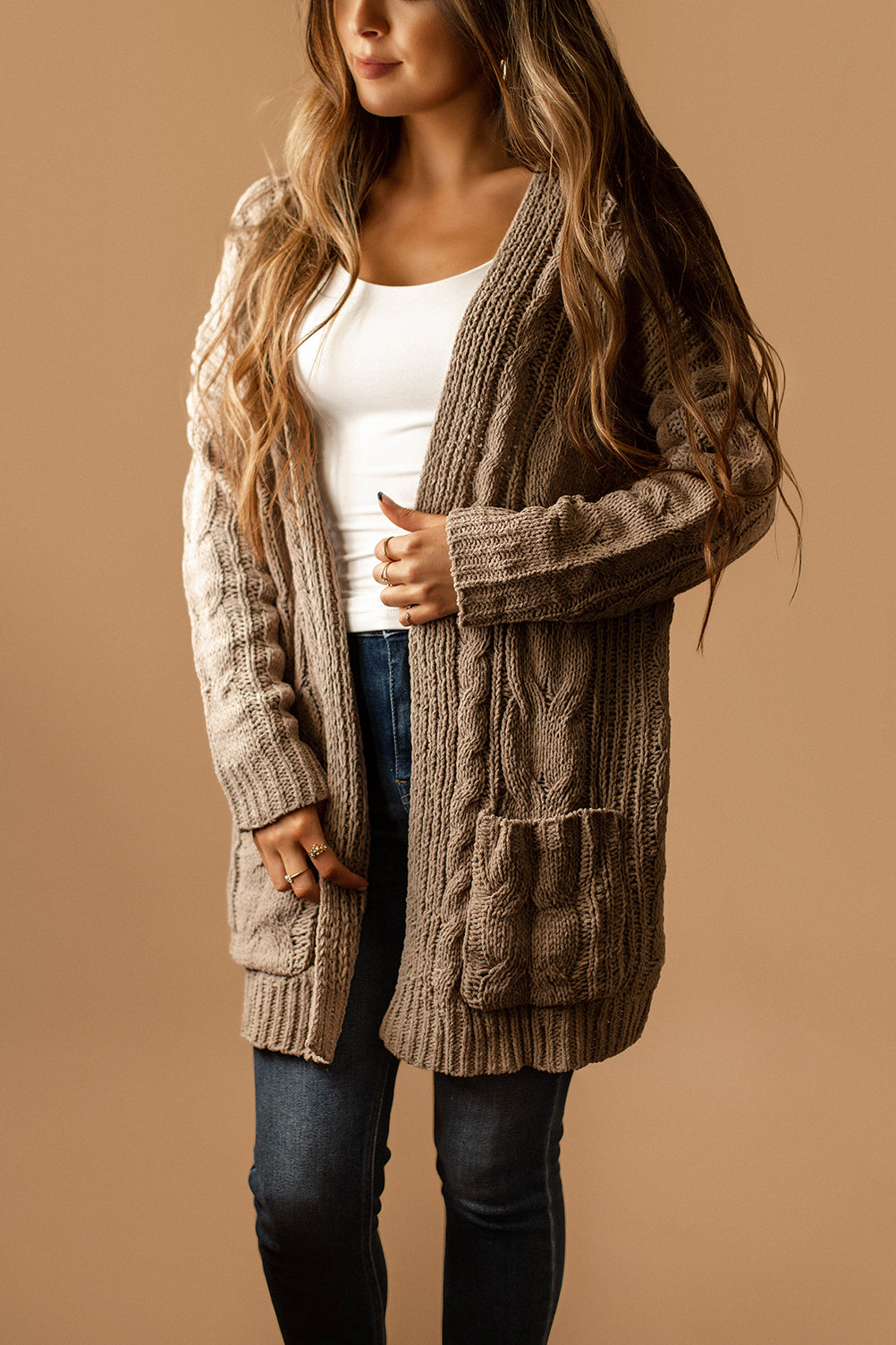 Together Again Chunky Knit Cardigan (Truffle / Coffee)