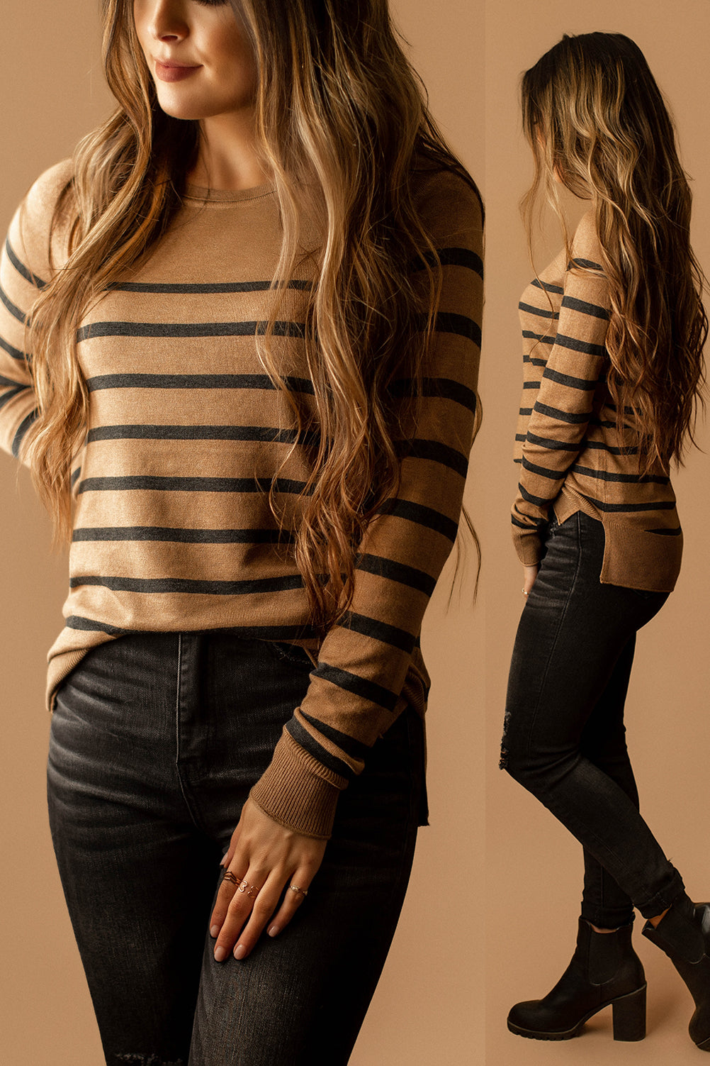 Love Is Alive Sweater (Mocha Stripe)