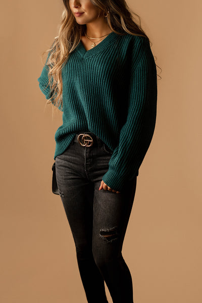 All The Good Ones Knit Sweater (Dark Teal)