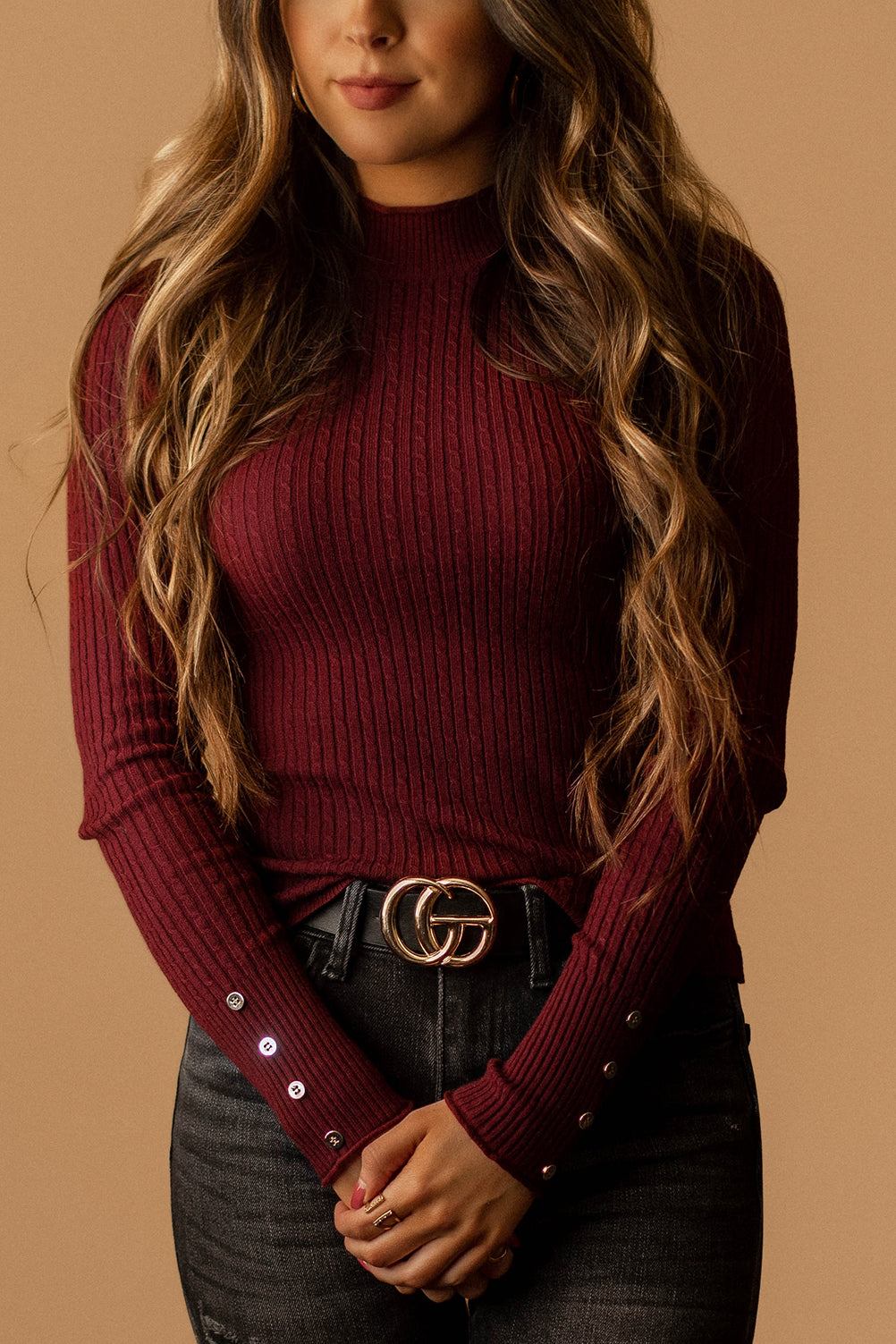 Let Me Down Ribbed Long Sleeve Top (Black Cherry) | FINAL SALE