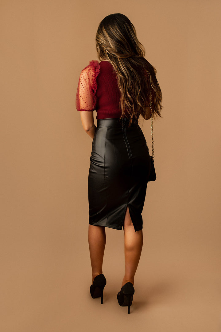 Cheers Faux Leather Bodycon Skirt (Black) FINAL SALE – Wild