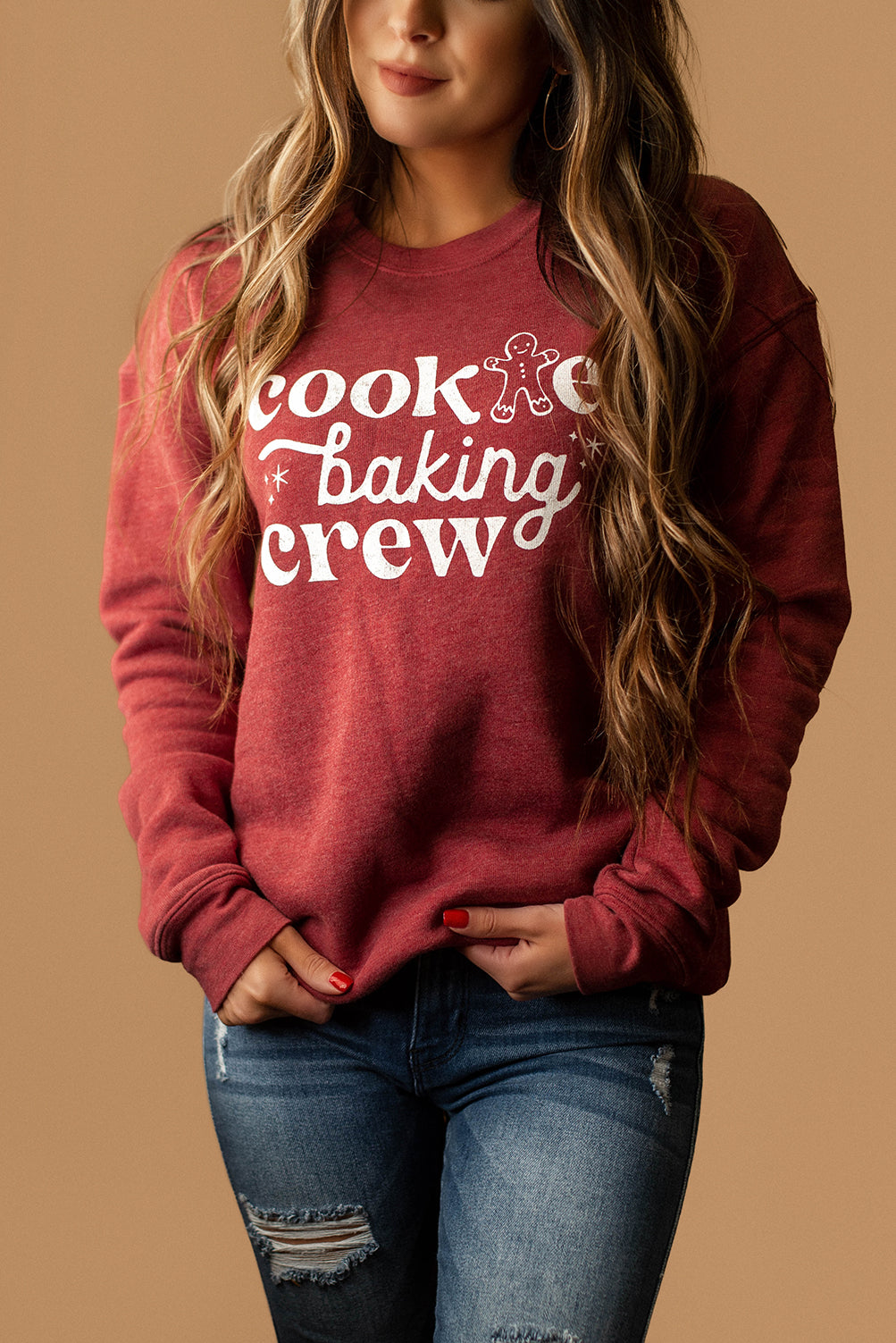 Cookie Baking Crew Fleece Pullover (Cranberry) | FINAL SALE