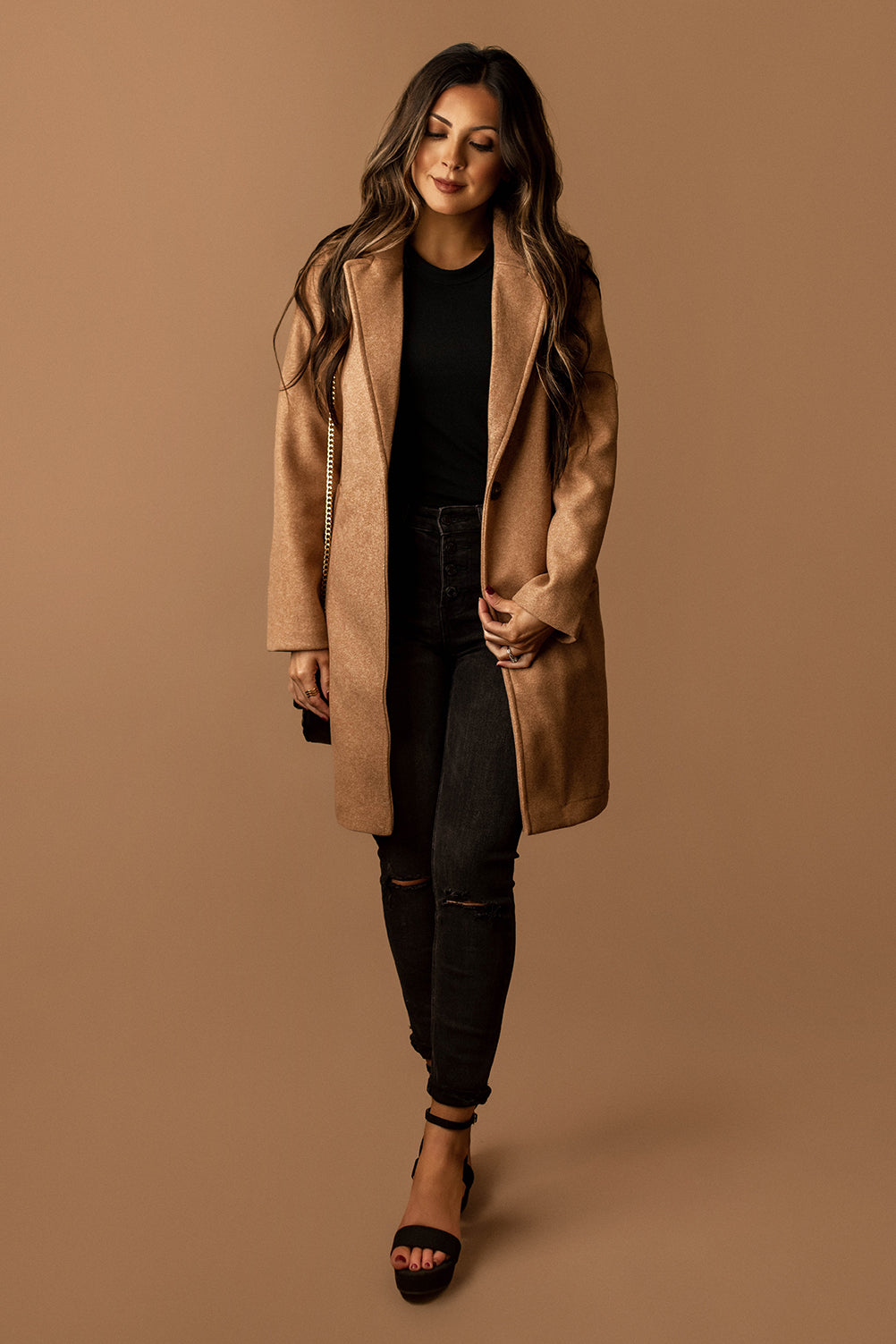 Braden Single Breasted Coat (Camel)