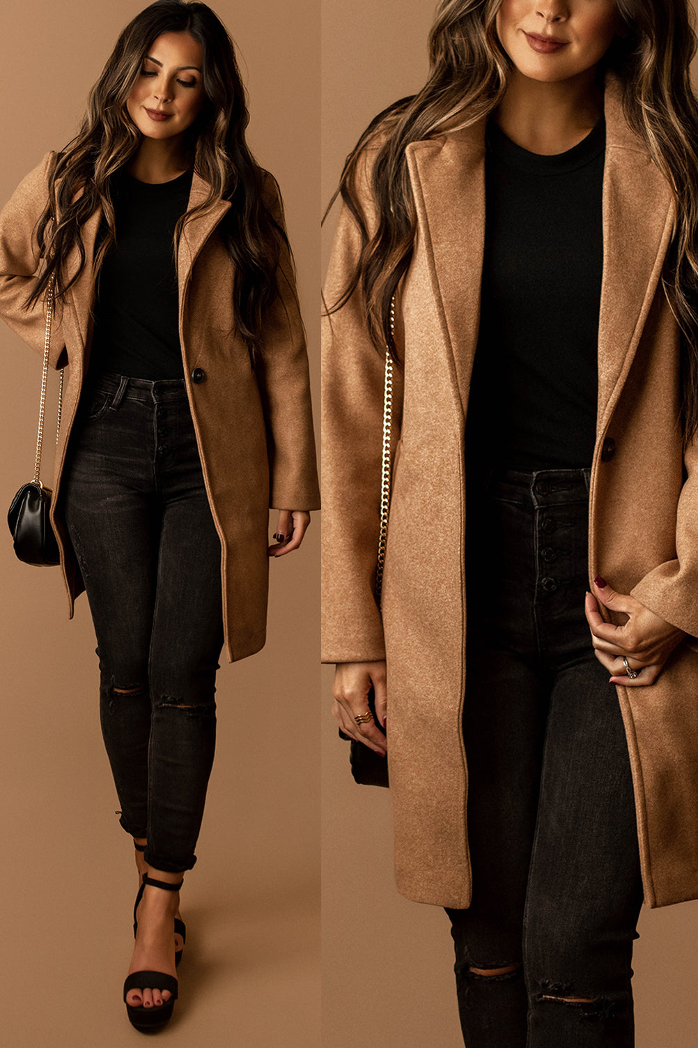 Braden Single Breasted Coat (Camel)