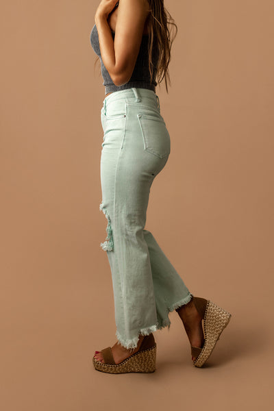 Emersyn Distressed Straight Jeans (Mint) | FINAL SALE