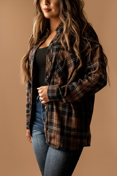 Miss You So Plaid Flannel (Brown / Black)