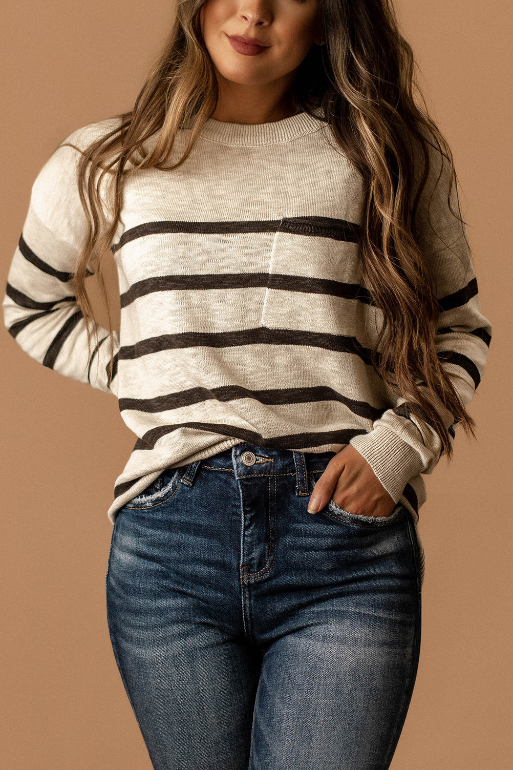 Never Ready Striped Sweater (Oatmeal)