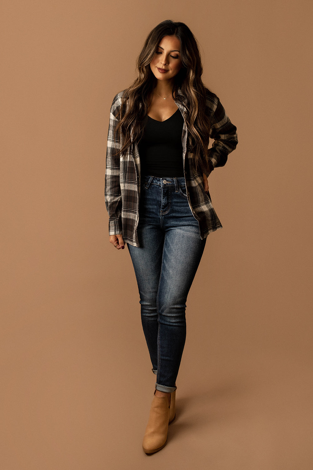 Wander With Me Plaid Flannel (Moody Khaki)