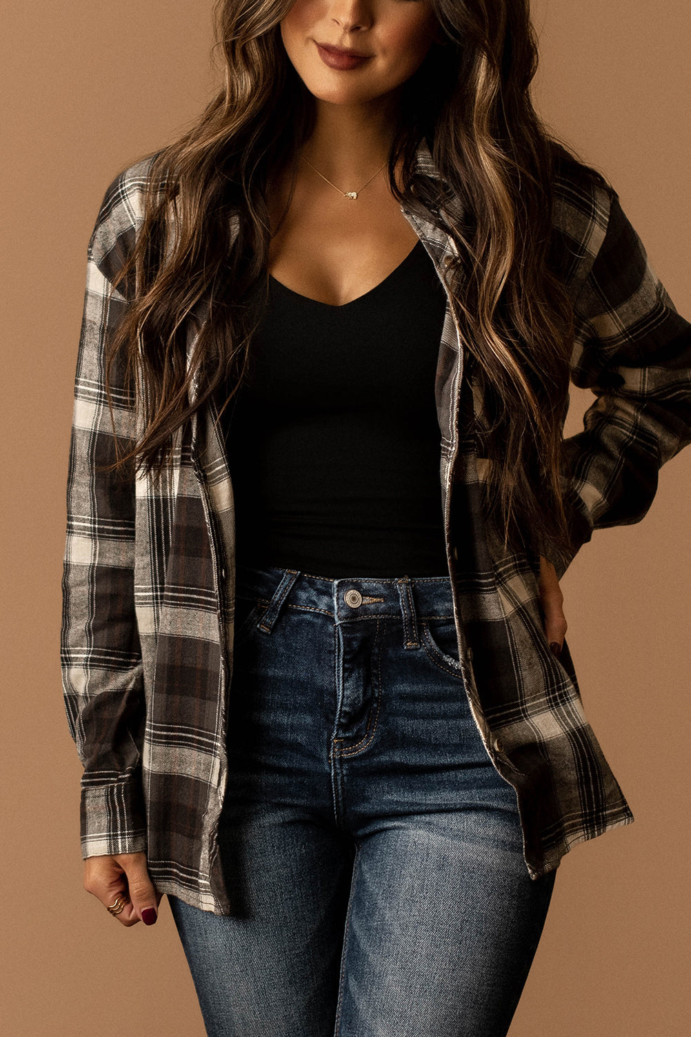 Wander With Me Plaid Flannel (Moody Khaki)