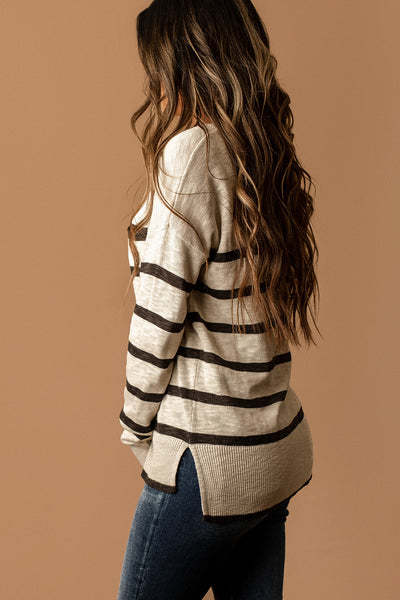 Never Ready Striped Sweater (Oatmeal)