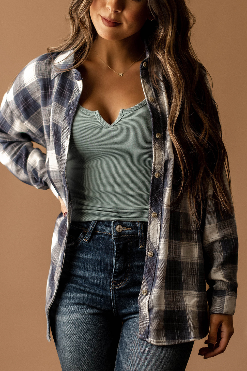 Fall Together Plaid Flannel (Blue / White)