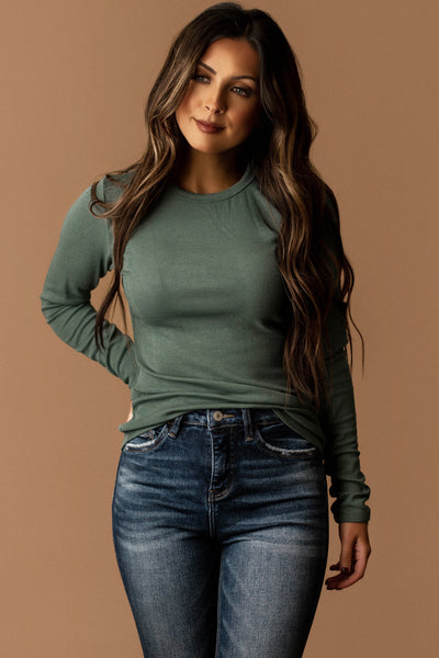 Leave Me Be Ribbed Long Sleeve Top (Dark Plum)