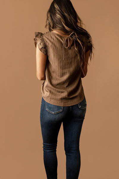 Beautiful As You Short Sleeve Blouse (Brown)