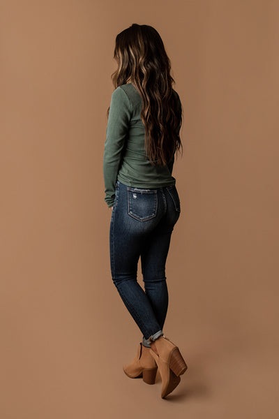 Leave Me Be Ribbed Long Sleeve Top (Dark Plum)