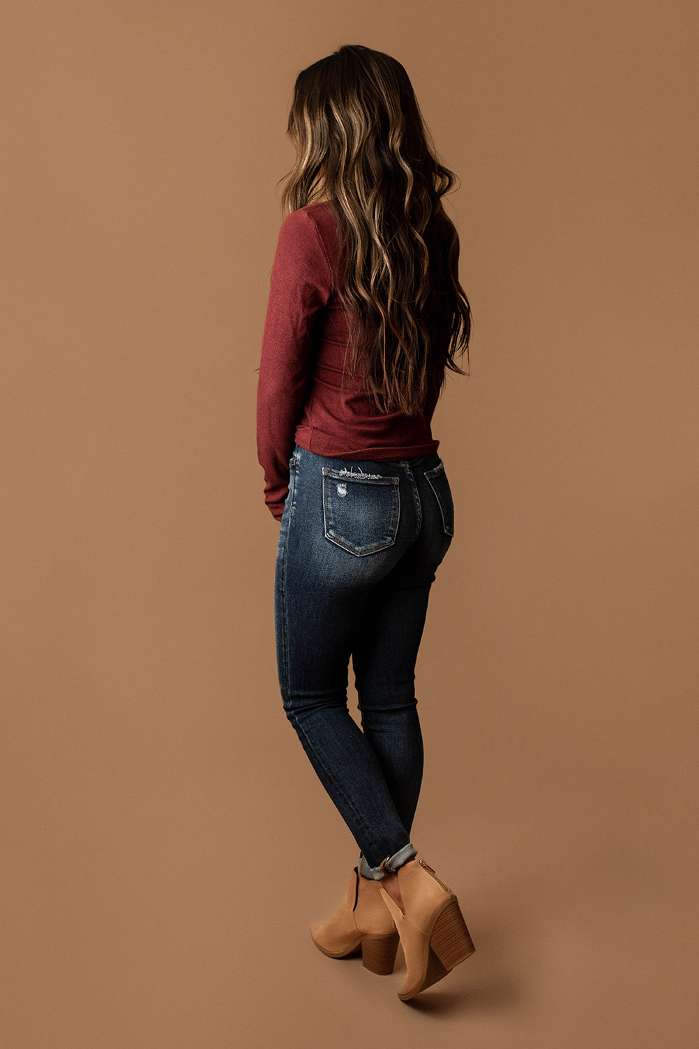 Let's Get Going Ribbed Long Sleeve Top (Taupe / Nutella)