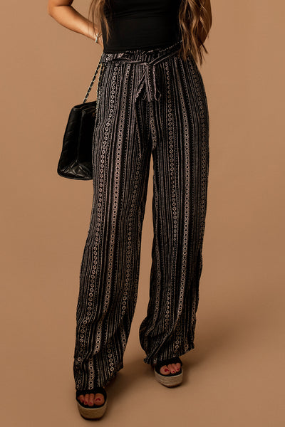 All She Wrote Tribal Pattern Tie-Waist Pants (Black)