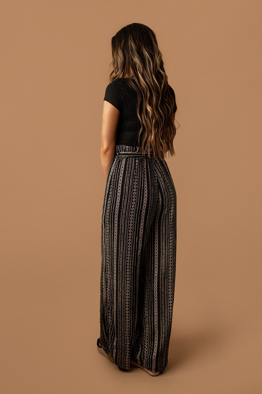 All She Wrote Tribal Pattern Tie-Waist Pants (Black)