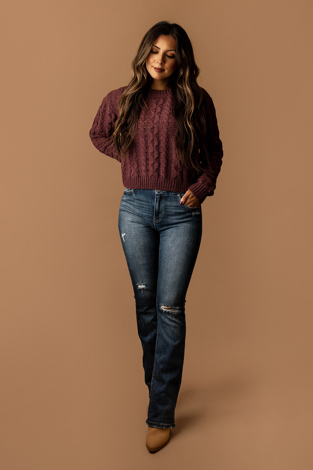 Left You Lonely Cable Knit Sweater (Sage Green)