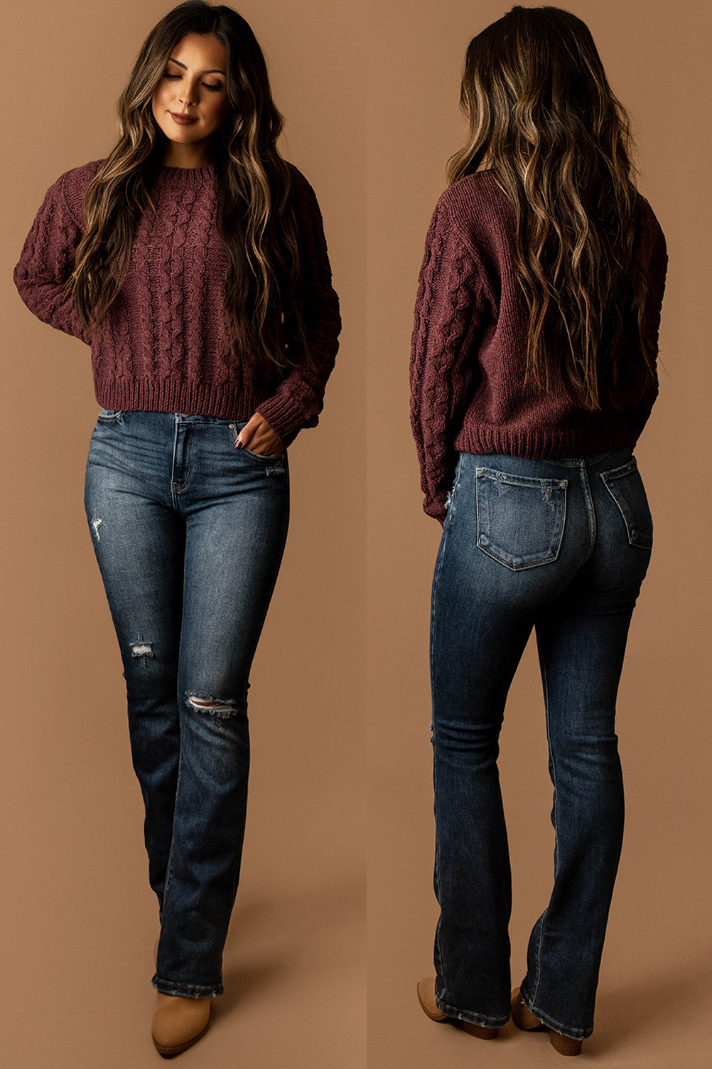 Left You Lonely Cable Knit Sweater (Sage Green)