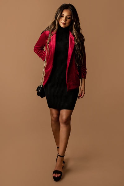 Feel My Love Velvet Blazer (Red)