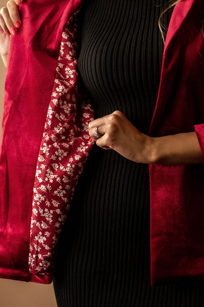 Feel My Love Velvet Blazer (Red)