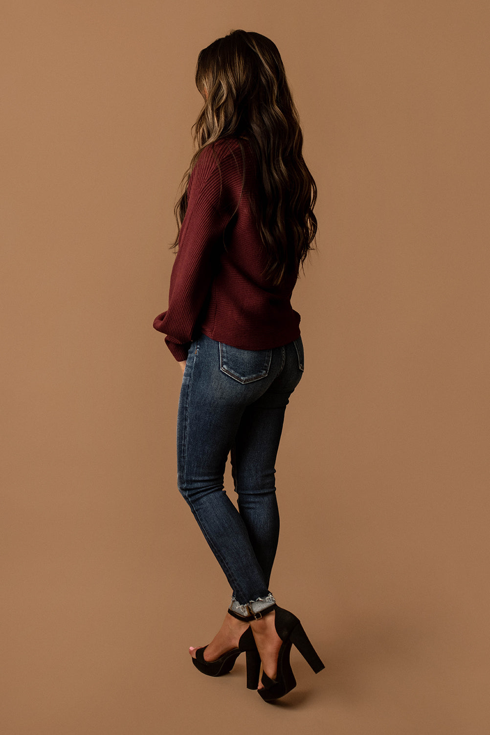 Love You Truly Ribbed Sweater (Burgundy)