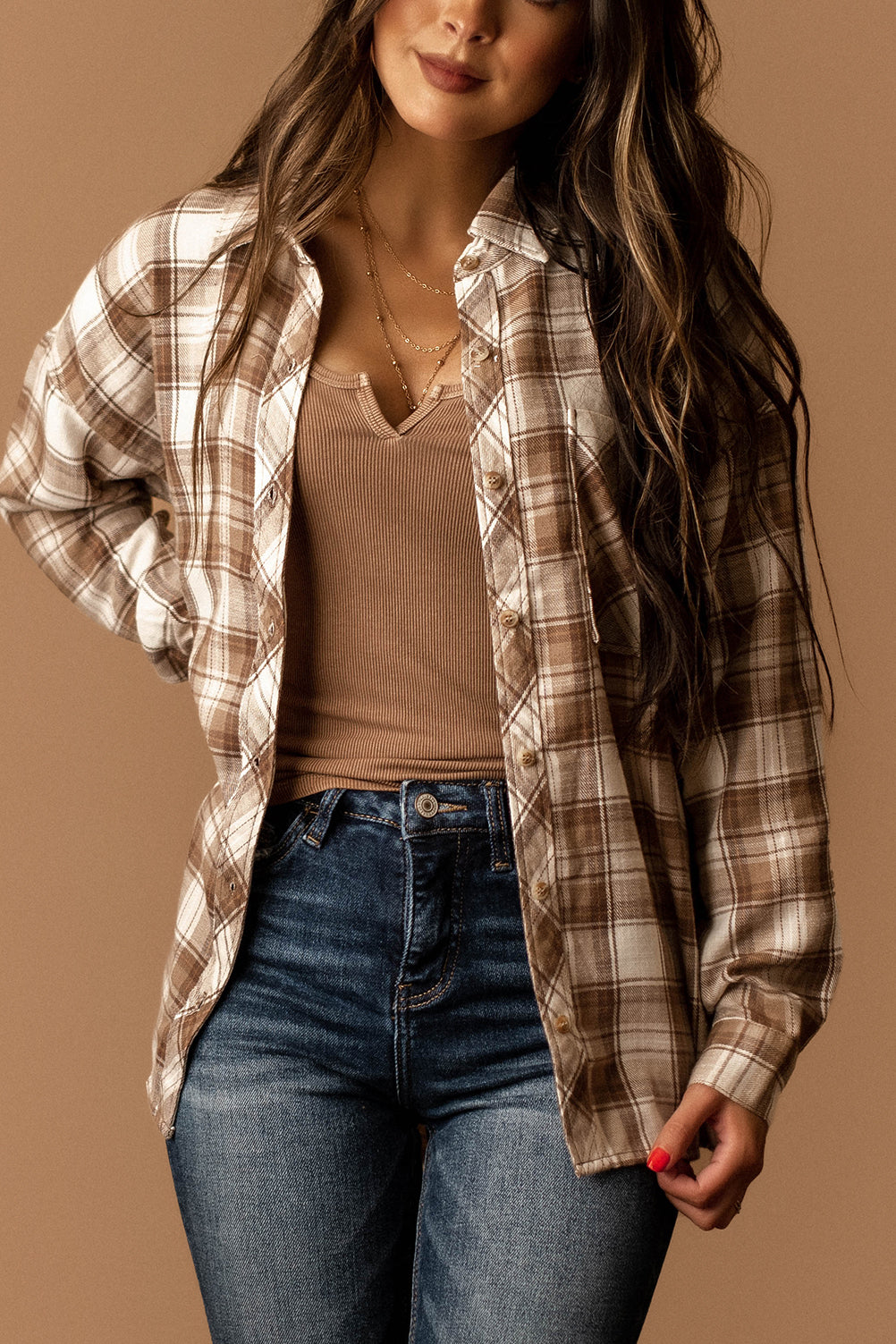 Loving This Life Plaid Flannel (Mocha)