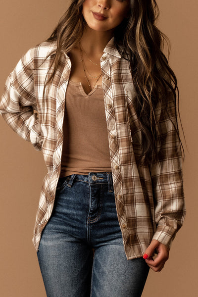 Loving This Life Plaid Flannel (Mocha)