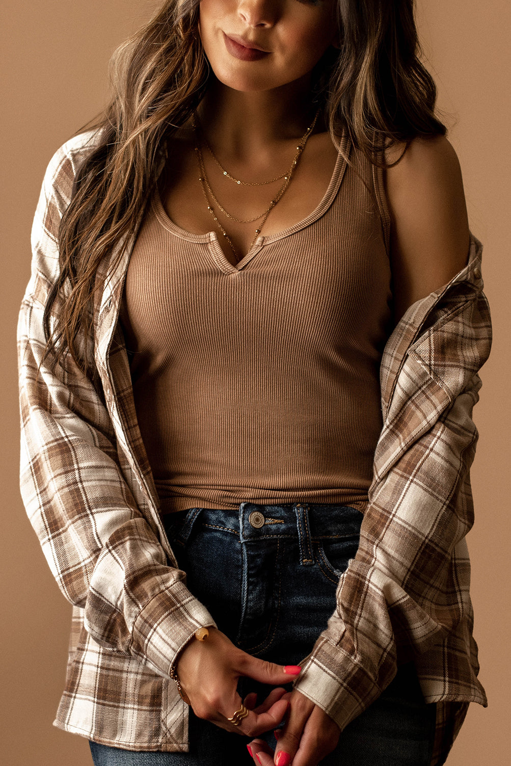 Moving On Notched Neck Ribbed Tank (Light Teal)