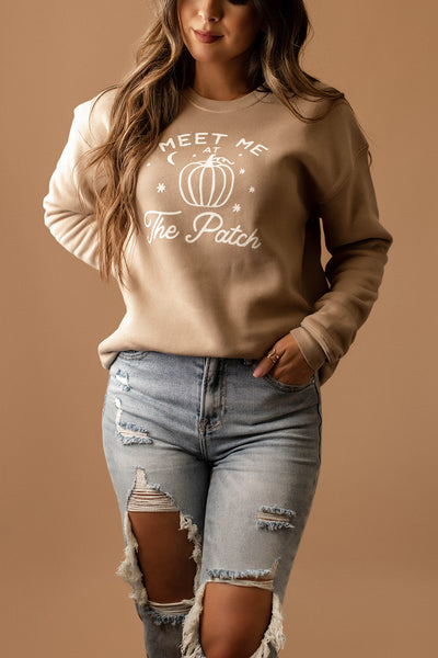 Meet Me At The Patch Luxe Fleece Pullover (Tan) | FINAL SALE