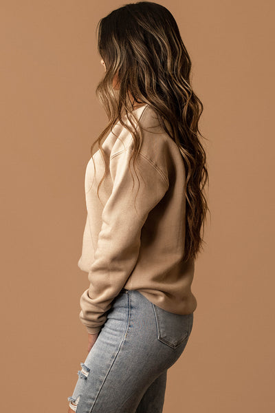 Meet Me At The Patch Luxe Fleece Pullover (Tan) | FINAL SALE