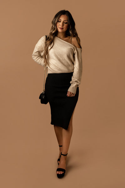 See You Tomorrow Sleeveless Sweater Dress (Black)