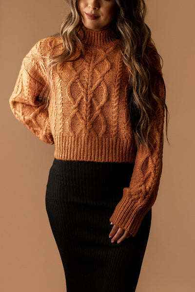 Hooked On You Cable Knit Sweater (Burnt Orange)