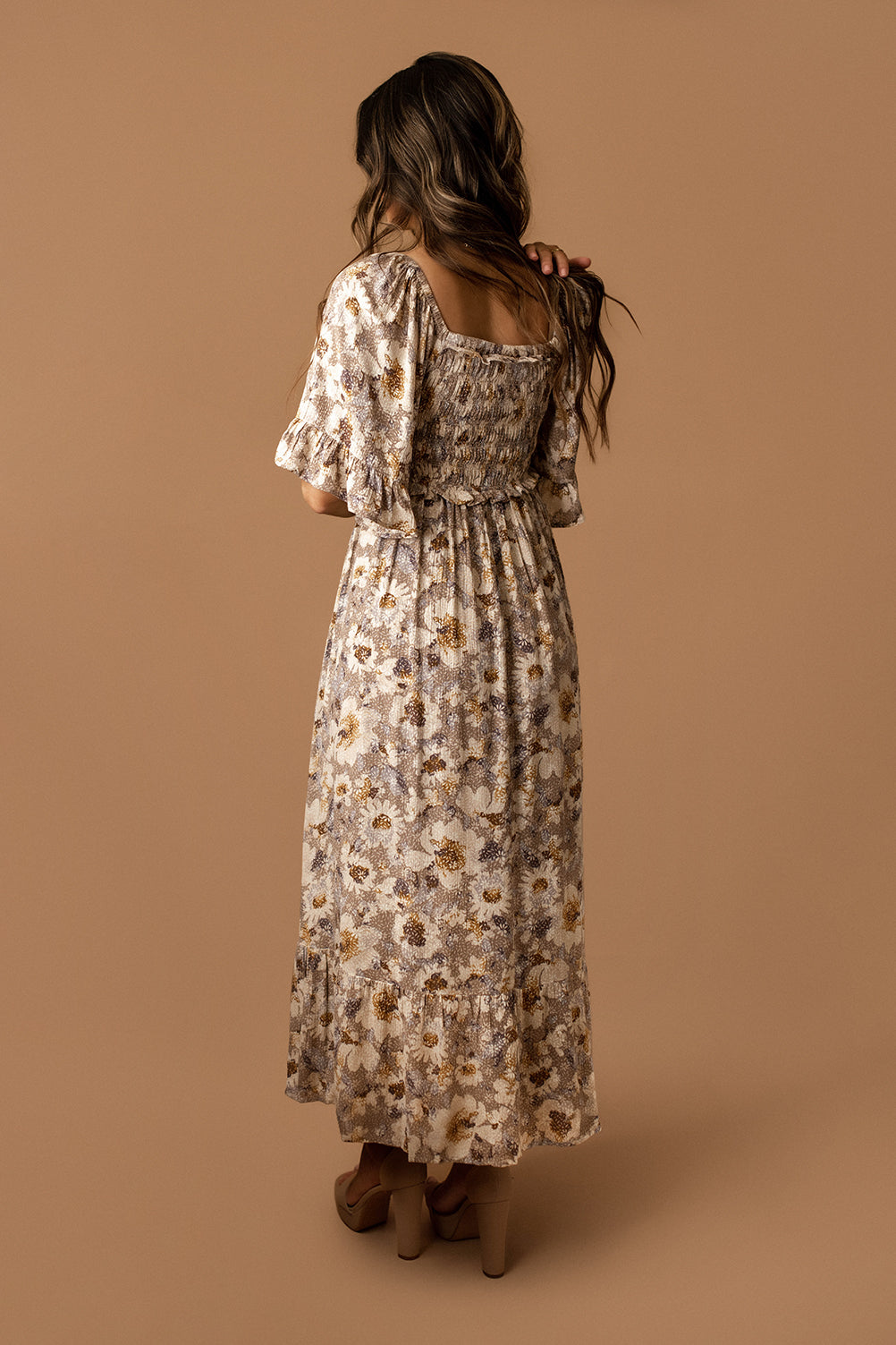 Sweet As You Floral Maxi Dress (Taupe Floral)