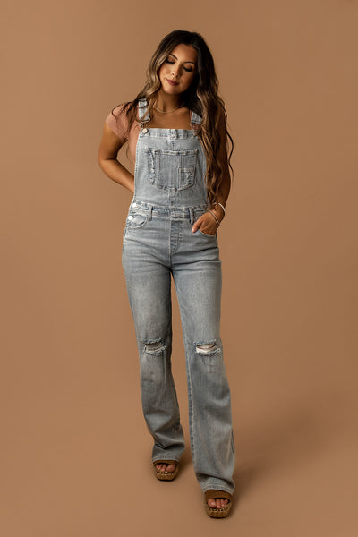 Bailey Distressed Denim Overalls