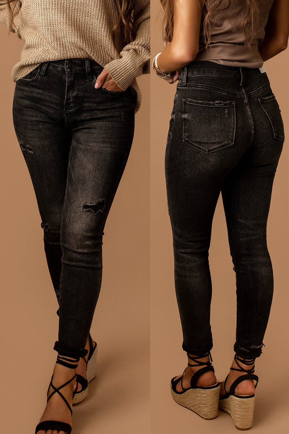 Drea Black Vintage Wash Skinny Jeans