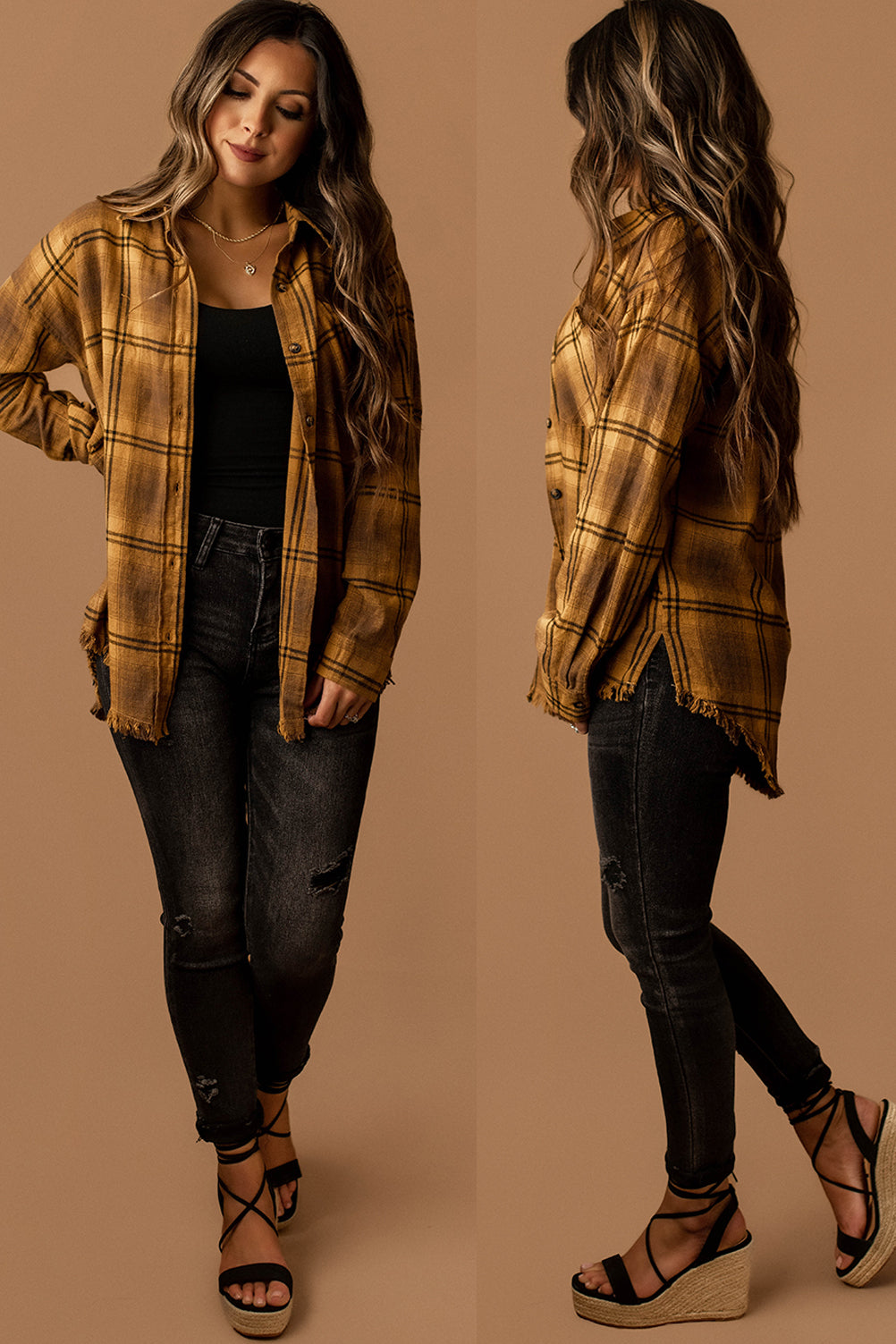 There Goes That Frayed Plaid Flannel (Mustard)