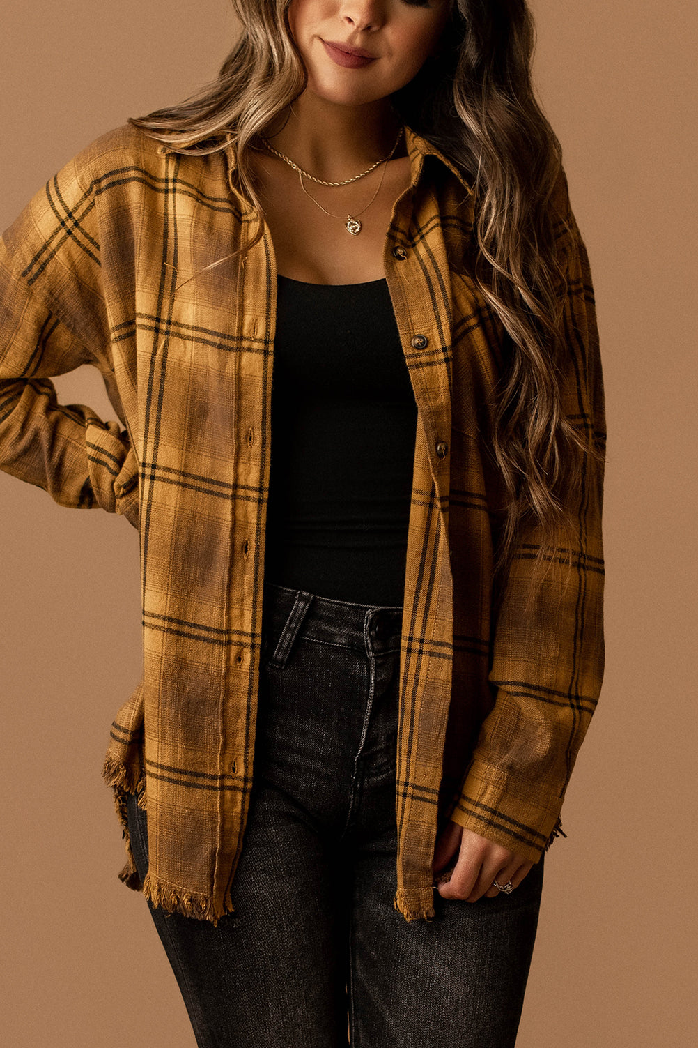 There Goes That Frayed Plaid Flannel (Mustard)