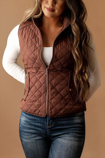 Between Us Quilted Vest (Brick Brown)