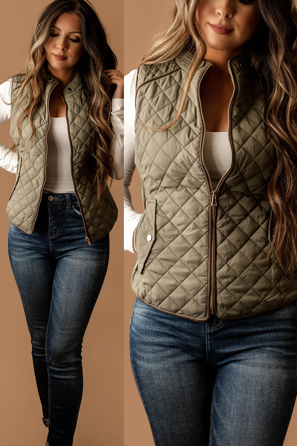 Between Us Quilted Vest (Olive)