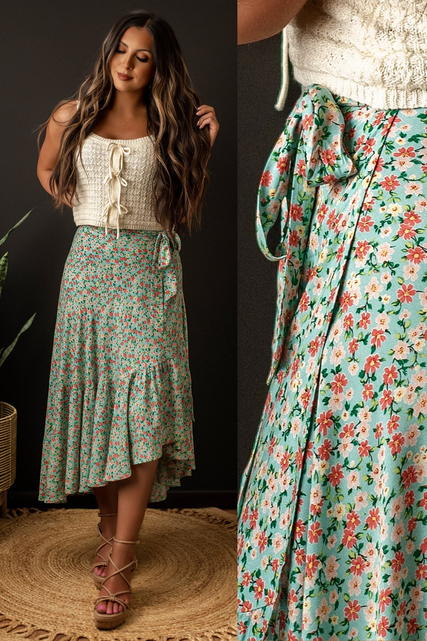 Saltwater Blossom Floral Wrap Skirt (Aqua)| FINAL SALE – Wild