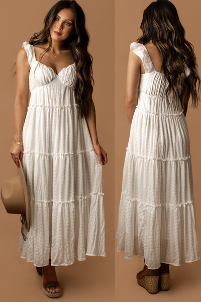 Just In Case Tiered Maxi Dress (White)