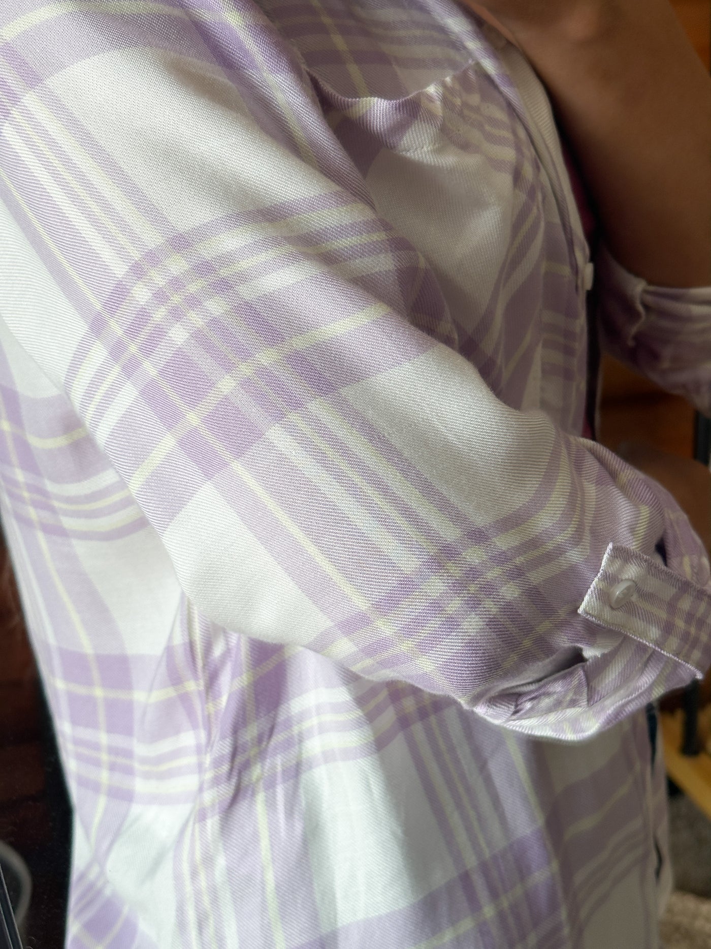 Tell Me Like It Is Plaid Button Up (Lilac)