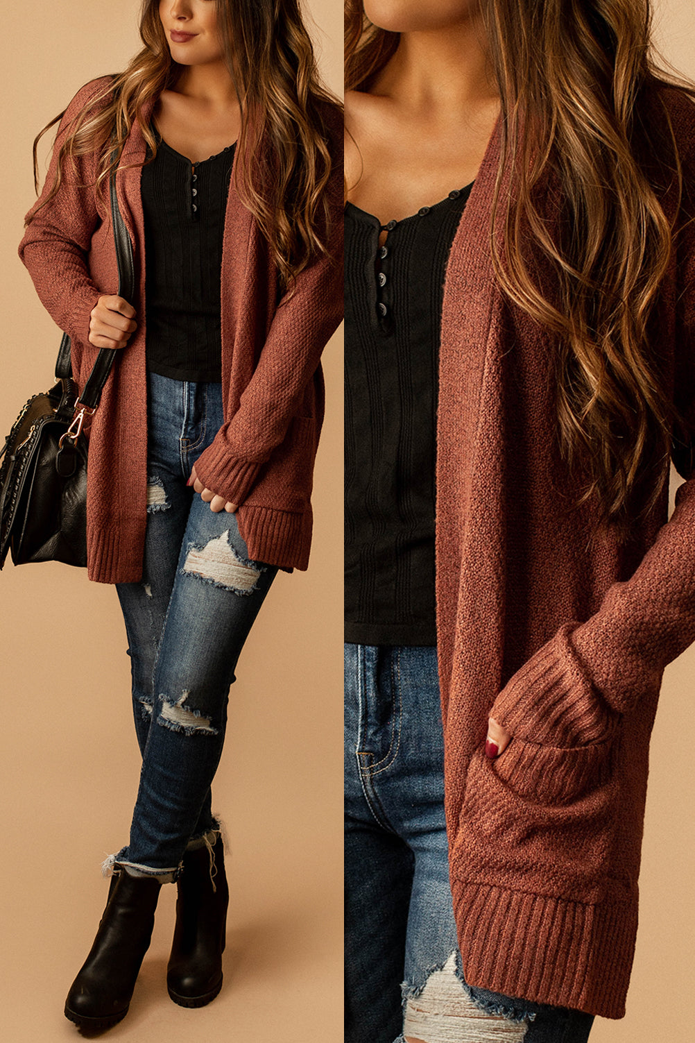 Better In Boston Knit Cardigan (Brick) | FINAL SALE