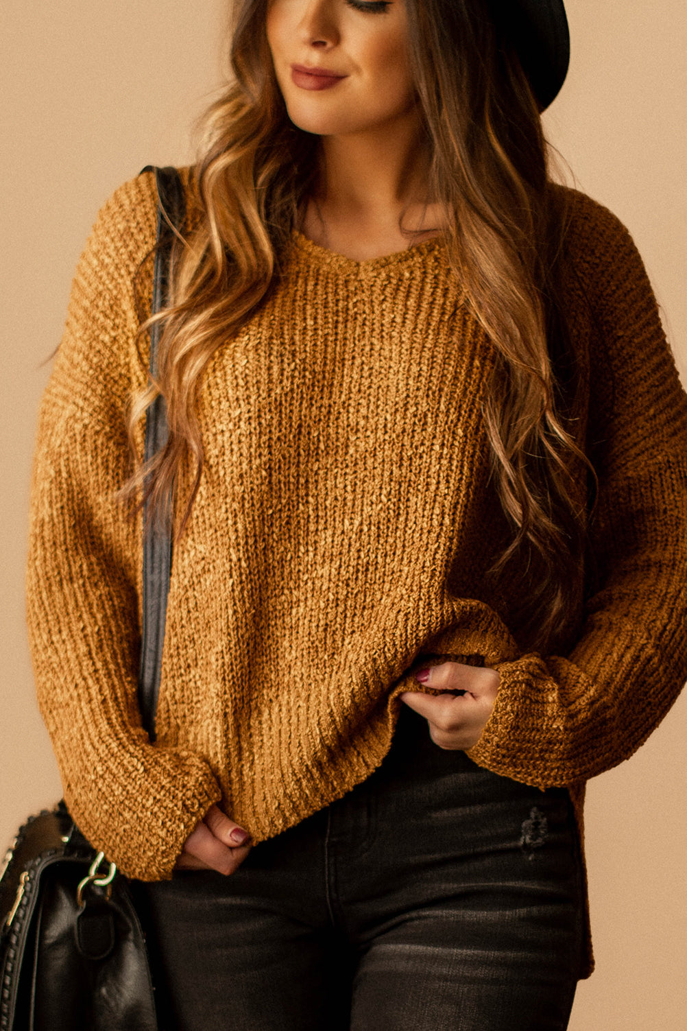 Just A Feeling Knit Sweater (Honey)