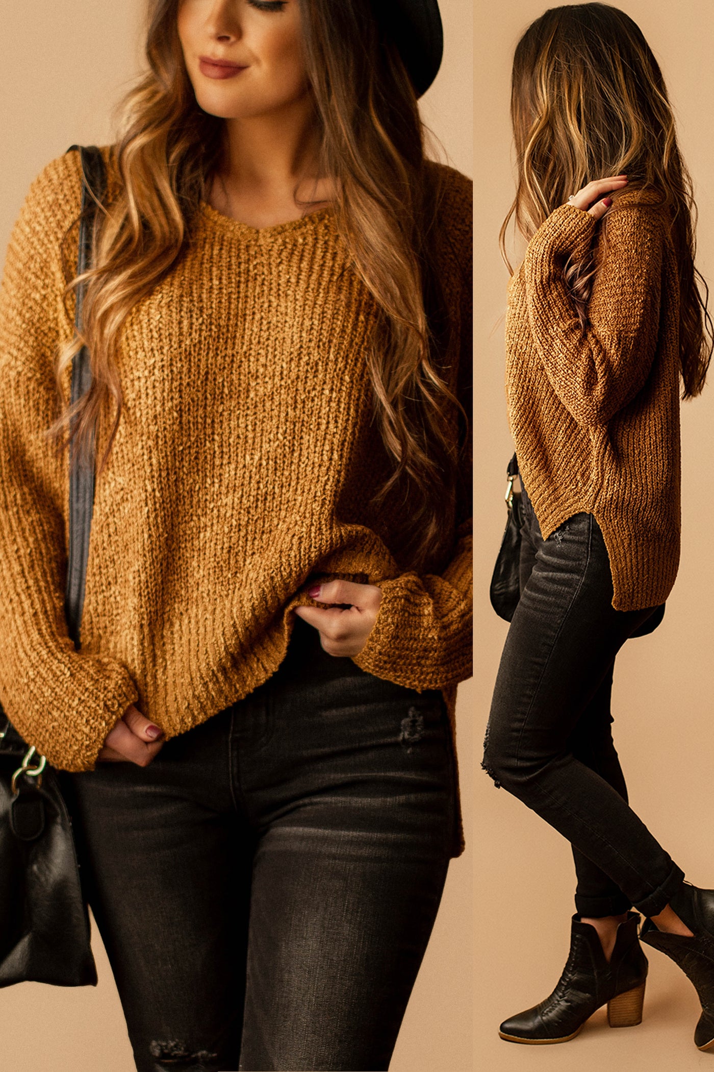 Just A Feeling Knit Sweater (Honey)