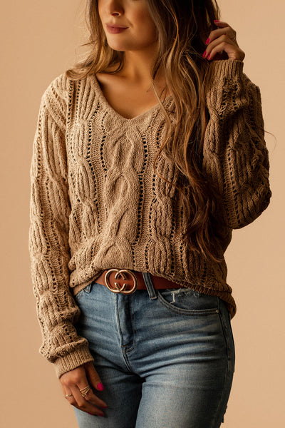 Falling Slowly Chenille Knit Sweater (Light Mocha)