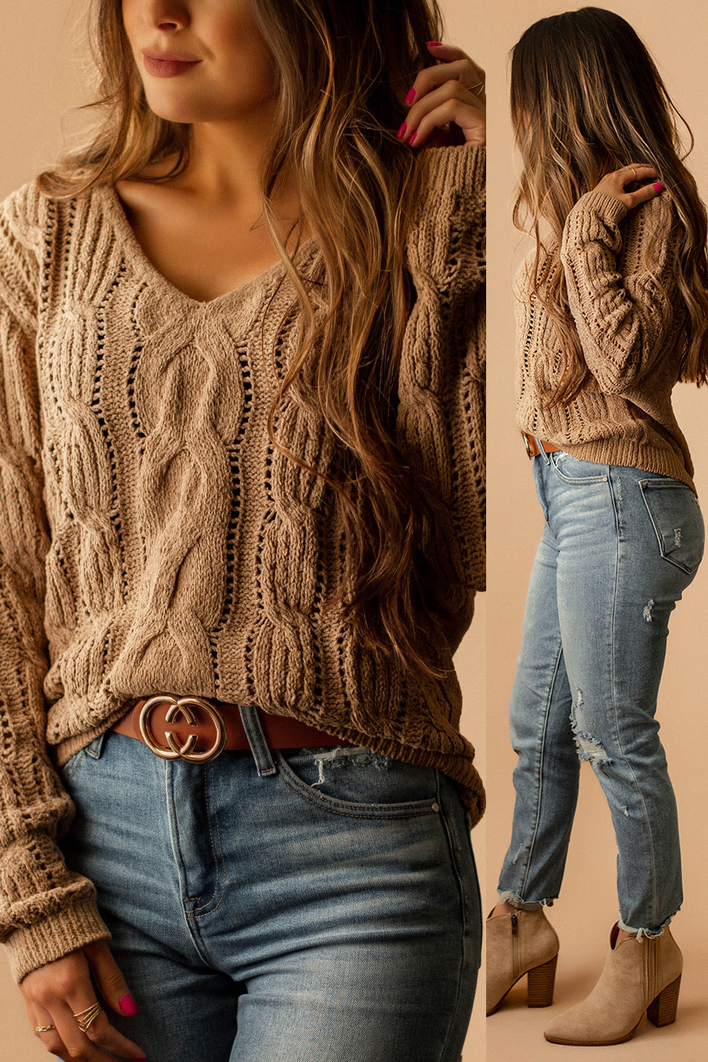 Falling Slowly Chenille Knit Sweater (Light Mocha)