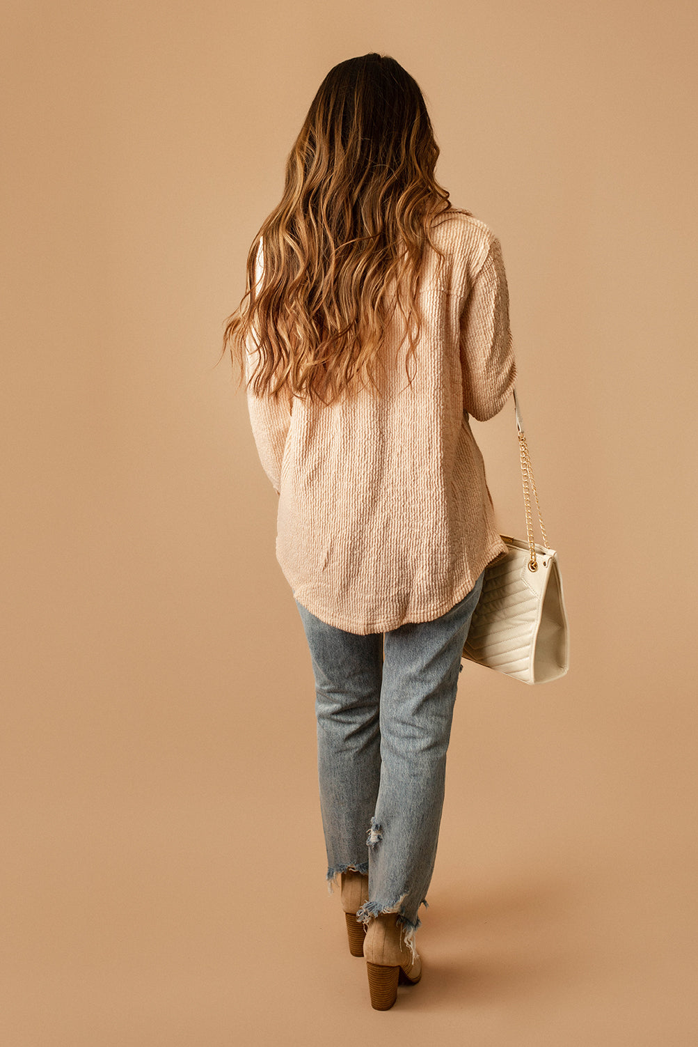 Away For Awhile Textured Shacket (Blush)