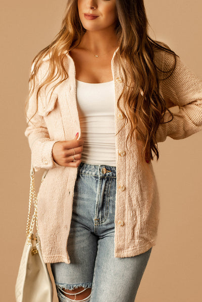 Away For Awhile Textured Shacket (Blush)